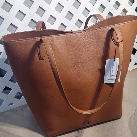 NWT New Amsterdam Leatherworks Large Brown Leather Tote/Bag - Picture 2 of 9